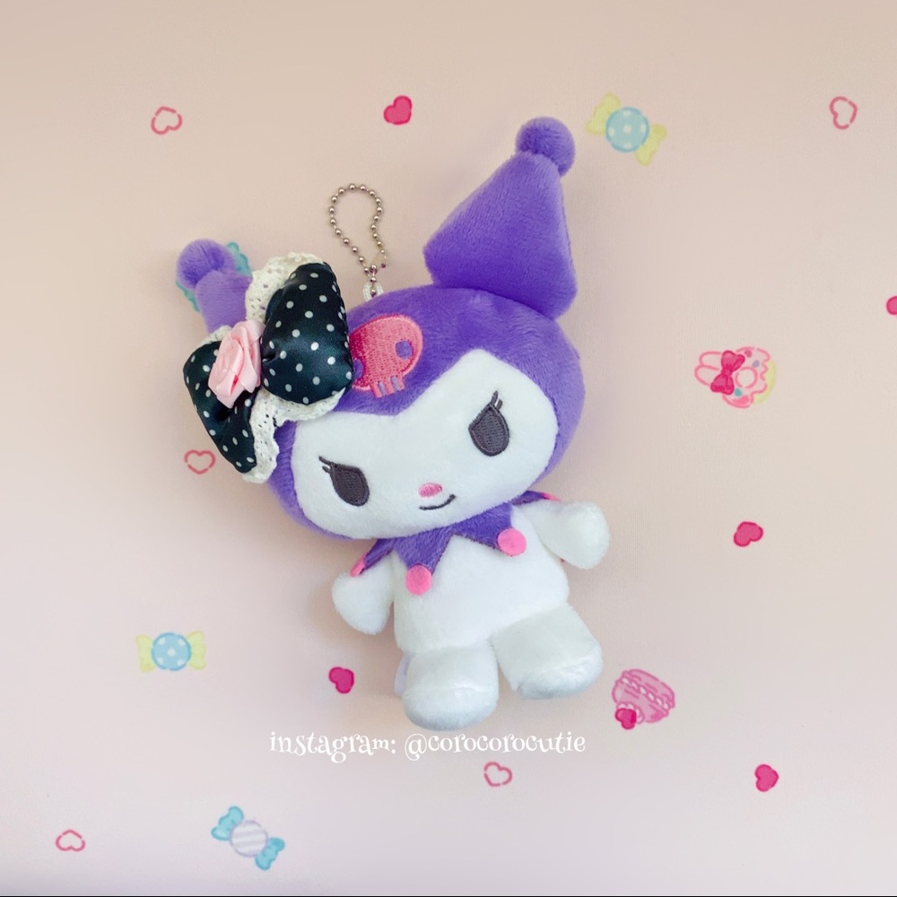 Sanrio Japan Kawaii Kuromi Lolita Bow Mascot Plush